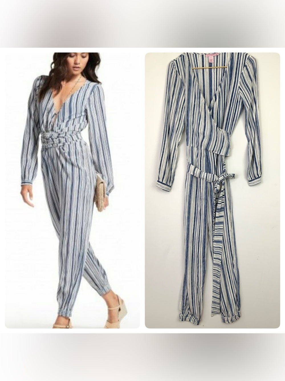 Calypso St. Barth Sz XS Mahonia Silk Long Sleeve‎ Wrap Front Tie Waist Jumpsuit